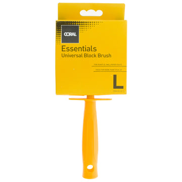 Coral Essentials Block Paint Brush with Synthetic Paintbrush Head for Sheds Fences or Paste 4 inch